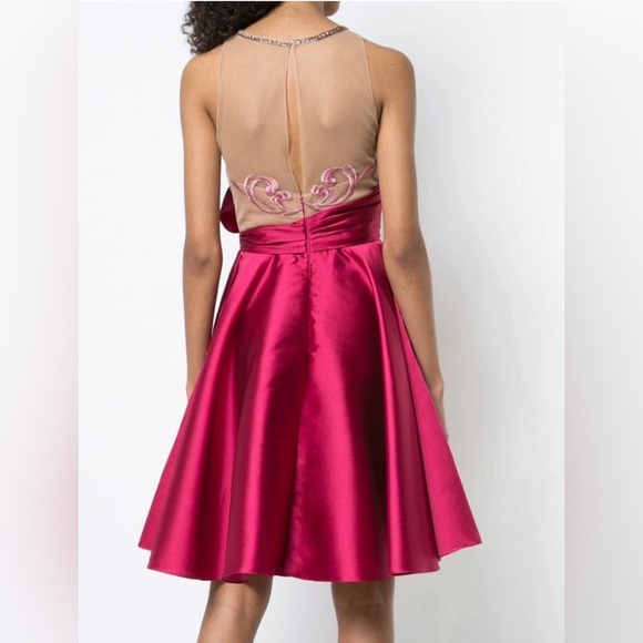 NWT Marchesa Notte Draped Mikado Fuchsia Cocktail Dress Size 4 /Small - Picture 3 of 9